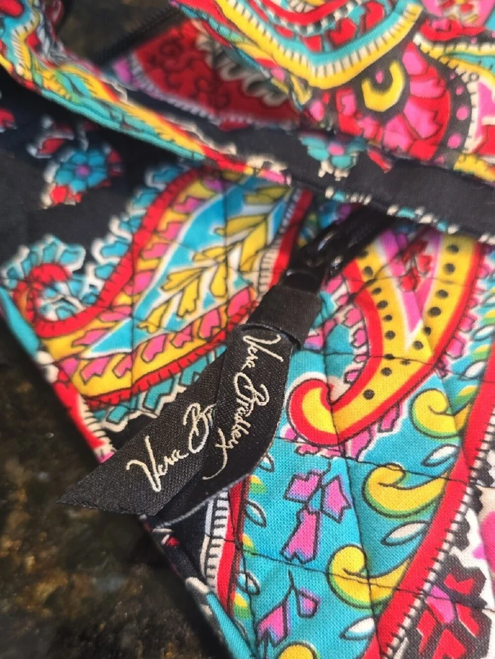 Vera Bradley Black Quilted Crossbody with Multicolor Paisley